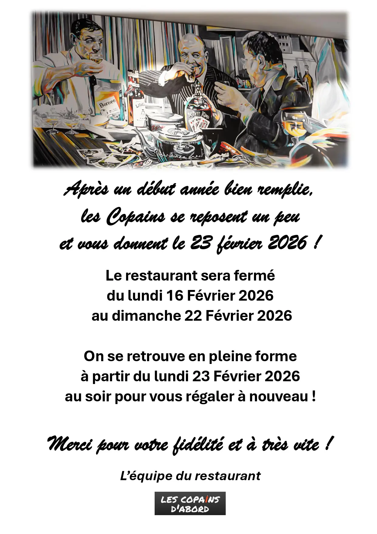 Fermeture temporaire – On recharge les batteries !